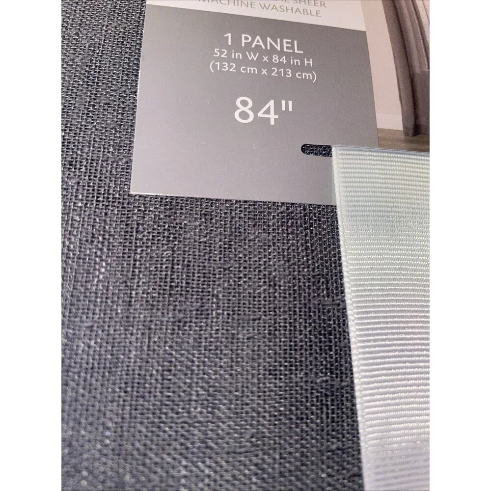 1 SOLID Window Curtains 52x84”  Grommets Textured Sheer Gray
